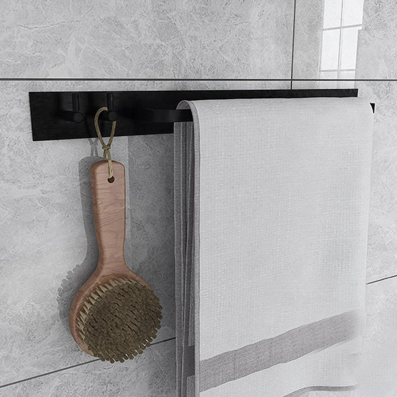 Lisslune | Black 6-piece Bathroom Accessory Set Modern Shower Curtain Rod / Bathrobe Hooks and Towel Bar