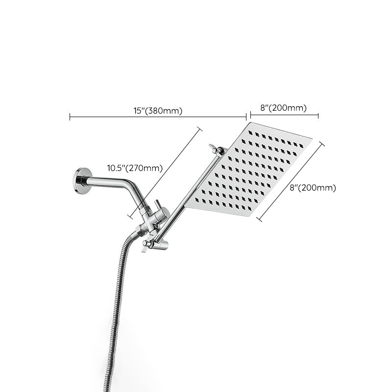Lisslune | Silver Square Fixed Shower Head Modern Style Wall Mounted Shower Head