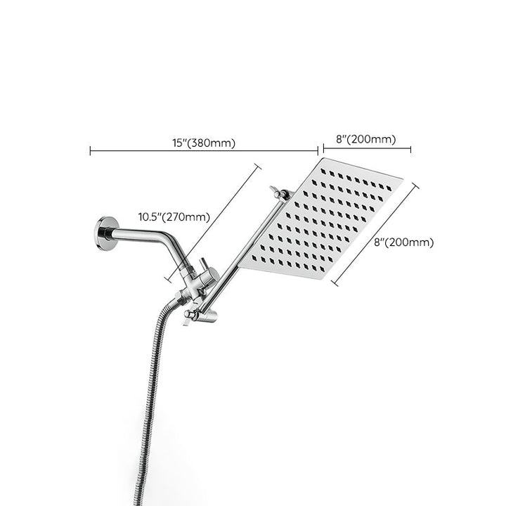 Lisslune | Silver Square Fixed Shower Head Modern Style Wall Mounted Shower Head