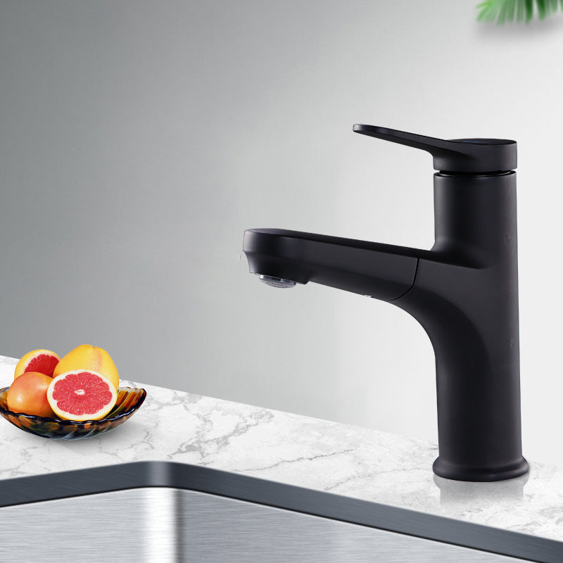 Lisslune | Contemporary Basin Faucet Copper Pure Color Single Lever Retractable Basin Faucet