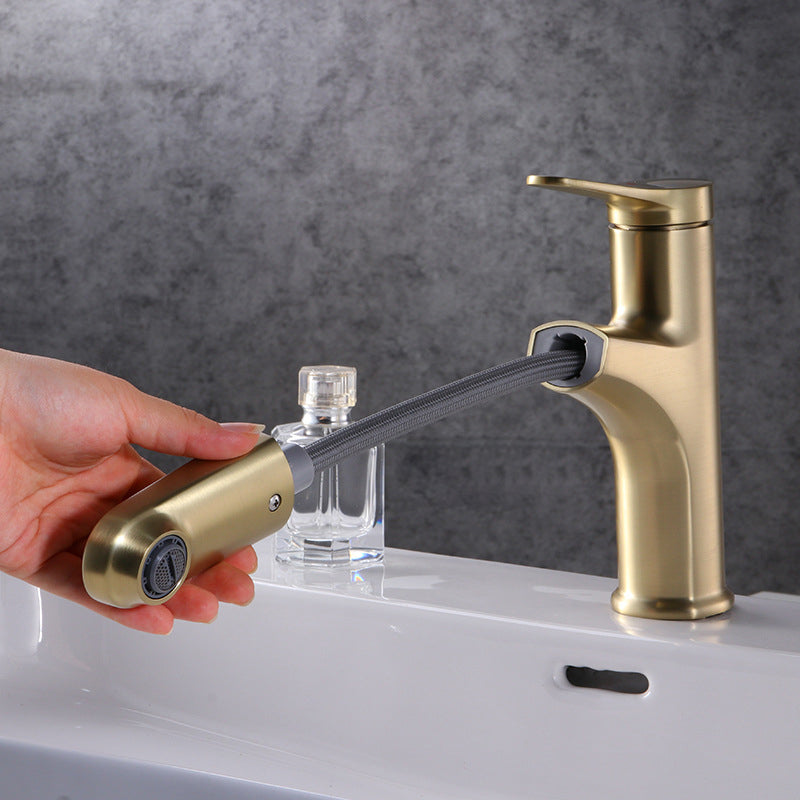 Lisslune | Contemporary Basin Faucet Copper Pure Color Single Lever Retractable Basin Faucet