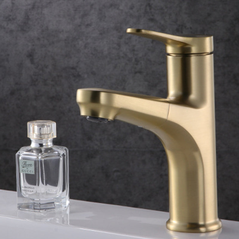 Lisslune | Contemporary Basin Faucet Copper Pure Color Single Lever Retractable Basin Faucet
