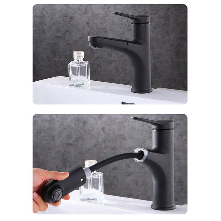 Lisslune | Contemporary Basin Faucet Copper Pure Color Single Lever Retractable Basin Faucet