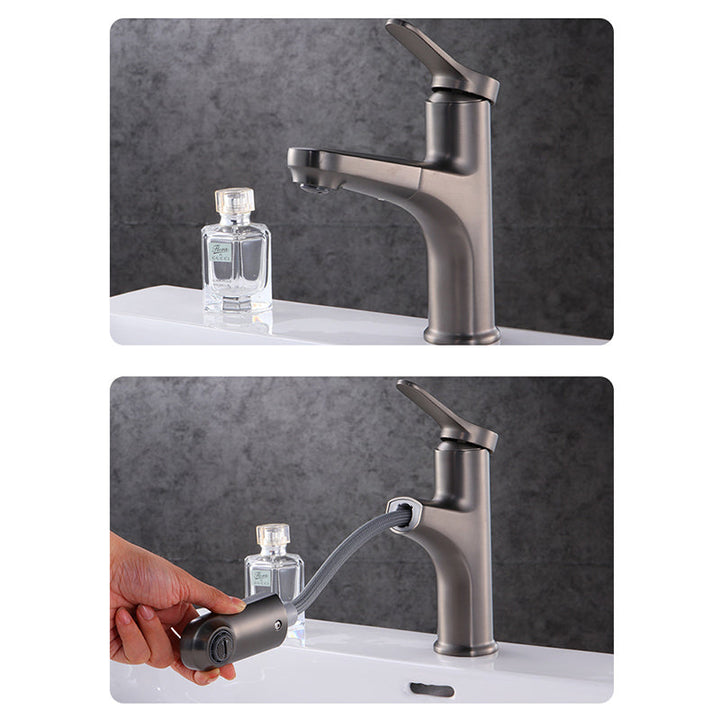 Lisslune | Contemporary Basin Faucet Copper Pure Color Single Lever Retractable Basin Faucet