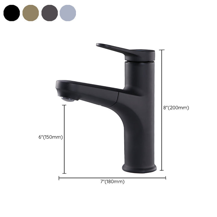 Lisslune | Contemporary Basin Faucet Copper Pure Color Single Lever Retractable Basin Faucet