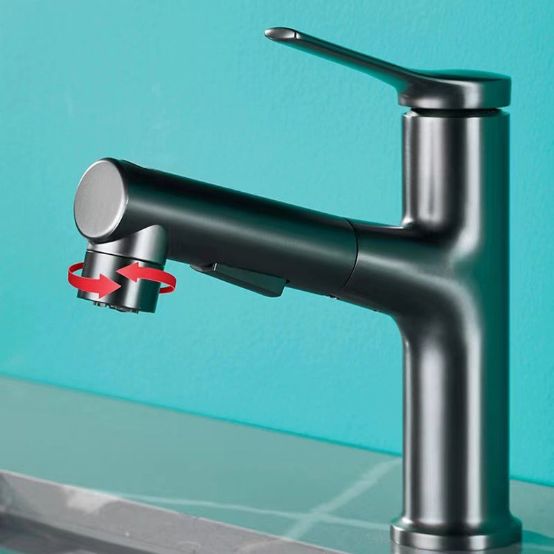 Lisslune | Round contemporary bathroom fixture with lever handle and single hole installation