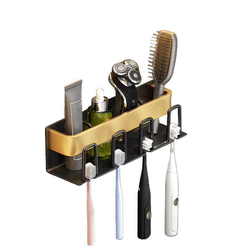 Lisslune | Modernism Bathroom Accessories Hardware Set Black & Gold Bathroom Shelf/Towel Bar