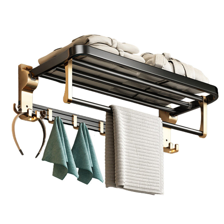 Lisslune | Modernism Bathroom Accessories Hardware Set Black & Gold Bathroom Shelf/Towel Bar