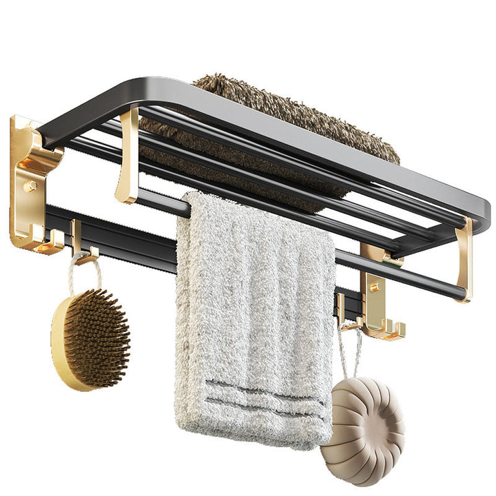 Lisslune | Modernism Bathroom Accessories Hardware Set Black & Gold Bathroom Shelf/Towel Bar