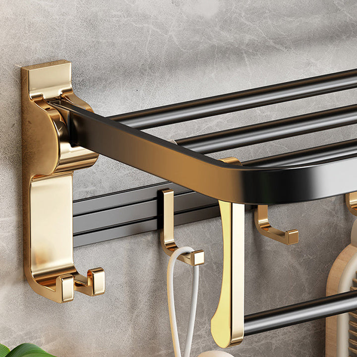 Lisslune | Modernism Bathroom Accessories Hardware Set Black & Gold Bathroom Shelf/Towel Bar