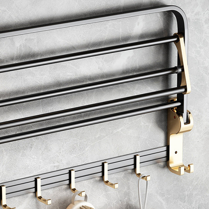 Lisslune | Modernism Bathroom Accessories Hardware Set Black & Gold Bathroom Shelf/Towel Bar