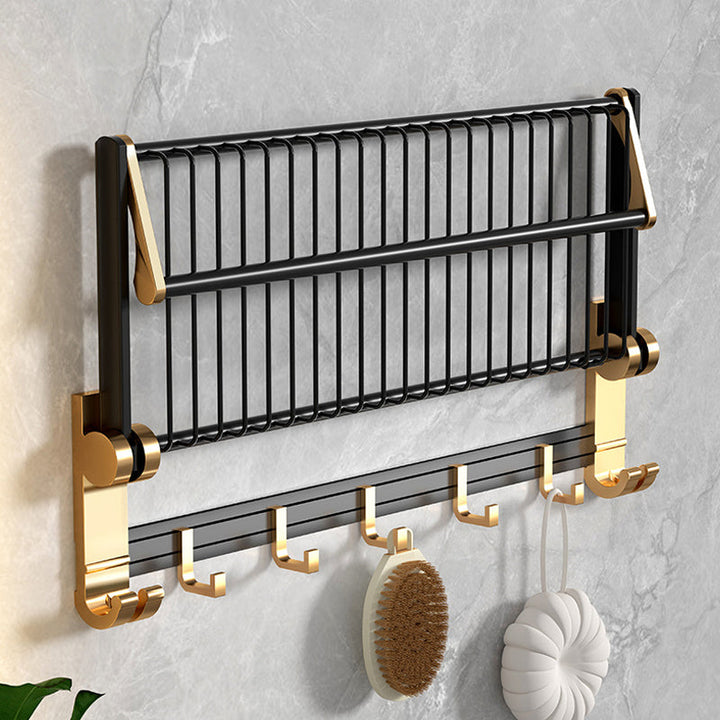 Lisslune | Modernism Bathroom Accessories Hardware Set Black & Gold Bathroom Shelf/Towel Bar