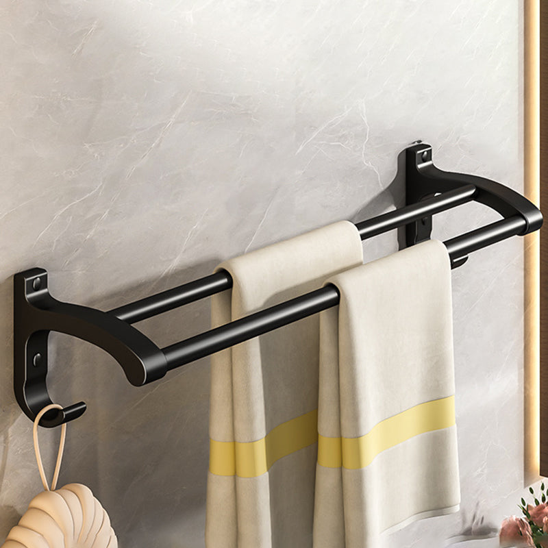 Lisslune | Black Aluminum Bathroom Accessory Set Modern Bathroom Shelf / Towel Bar & Paper Holder