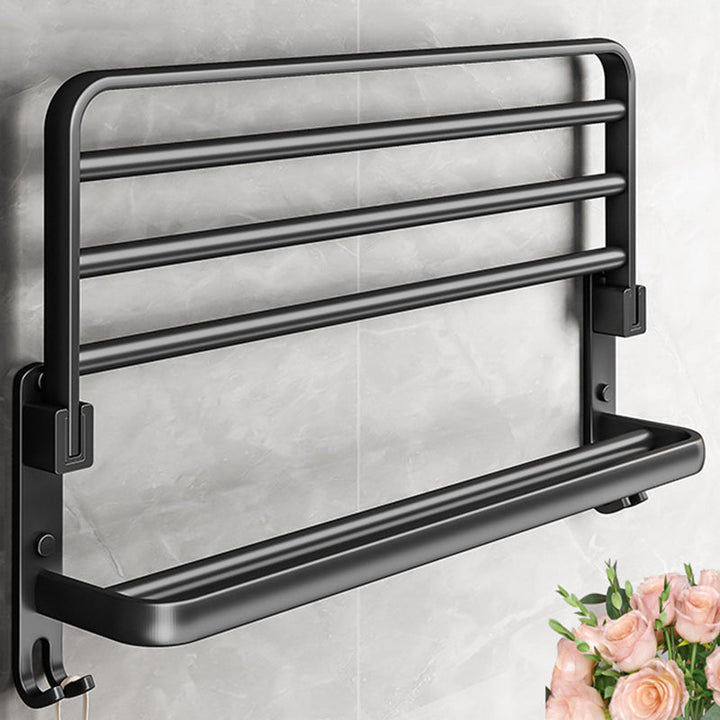 Lisslune | Black Aluminum Bathroom Accessory Set Modern Bathroom Shelf / Towel Bar & Paper Holder