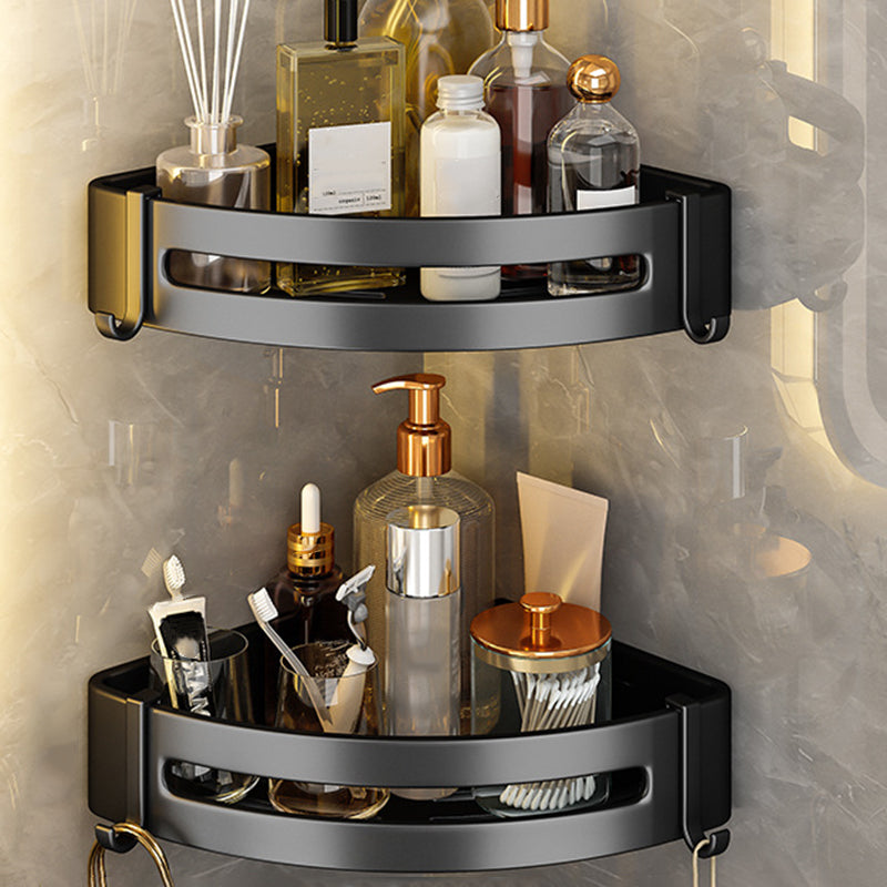 Lisslune | Black Aluminum Bathroom Accessory Set Modern Bathroom Shelf / Towel Bar & Paper Holder
