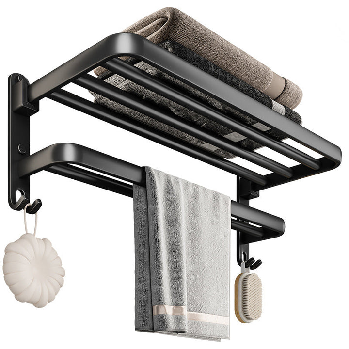 Lisslune | Black Aluminum Bathroom Accessory Set Modern Bathroom Shelf / Towel Bar & Paper Holder