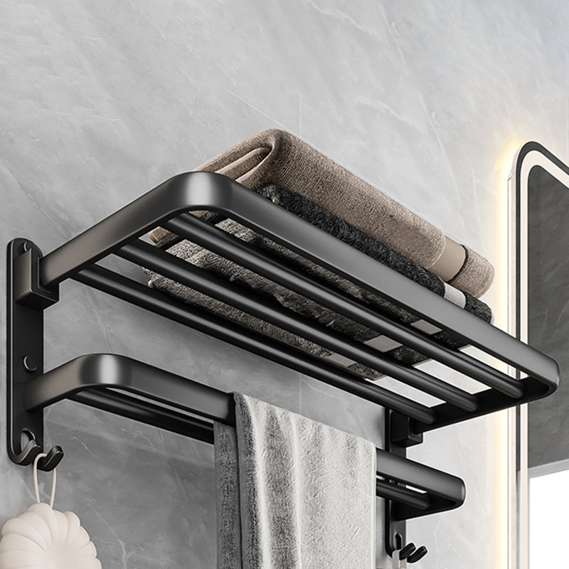Lisslune | Black Aluminum Bathroom Accessory Set Modern Bathroom Shelf / Towel Bar & Paper Holder