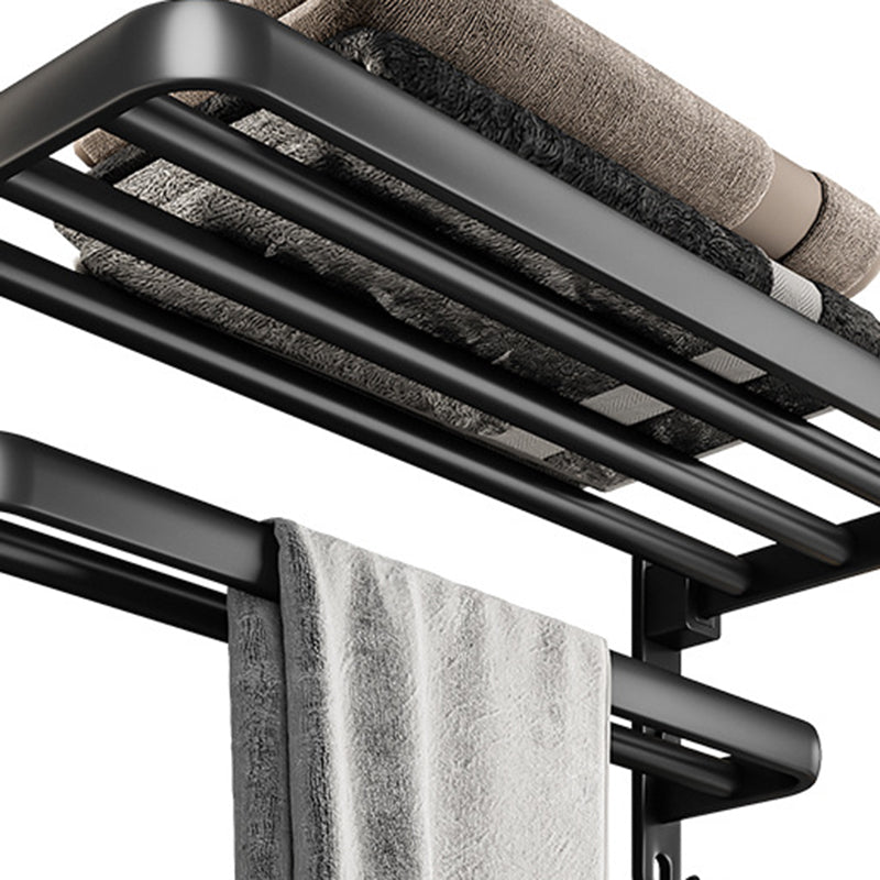 Lisslune | Black Aluminum Bathroom Accessory Set Modern Bathroom Shelf / Towel Bar & Paper Holder