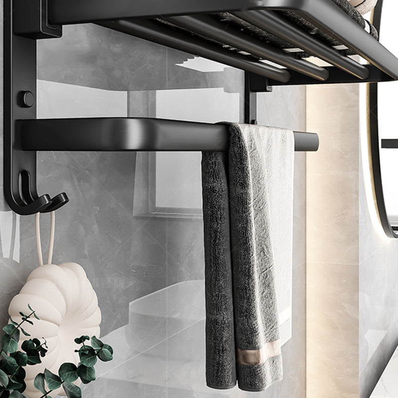Lisslune | Black Aluminum Bathroom Accessory Set Modern Bathroom Shelf / Towel Bar & Paper Holder