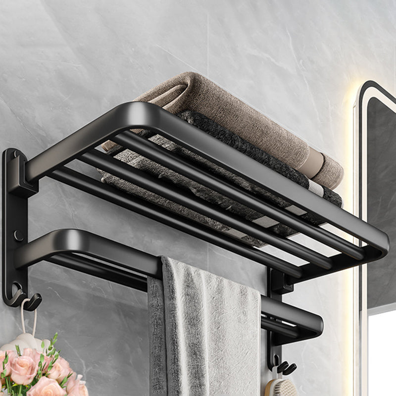 Lisslune | Black Aluminum Bathroom Accessory Set Modern Bathroom Shelf / Towel Bar & Paper Holder