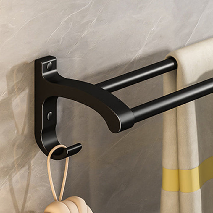Lisslune | Black Aluminum Bathroom Accessory Set Modern Bathroom Shelf / Towel Bar & Paper Holder