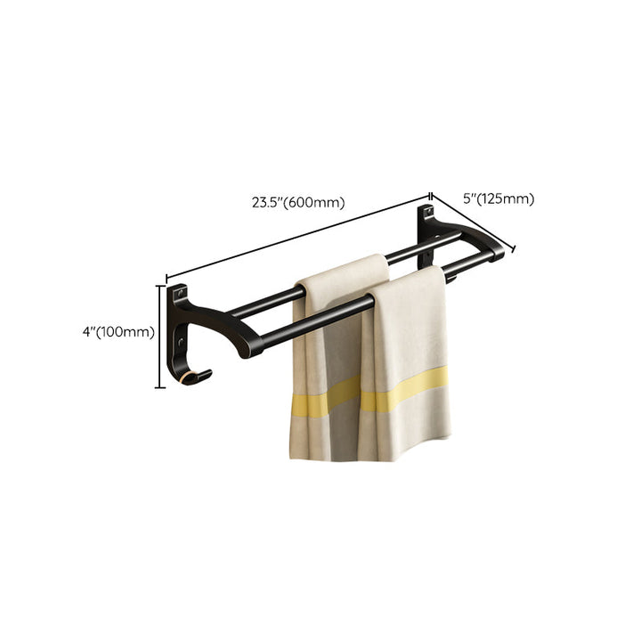 Lisslune | Black Aluminum Bathroom Accessory Set Modern Bathroom Shelf / Towel Bar & Paper Holder