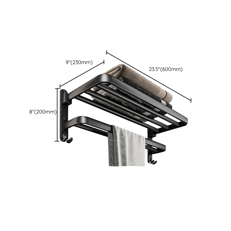 Lisslune | Black Aluminum Bathroom Accessory Set Modern Bathroom Shelf / Towel Bar & Paper Holder