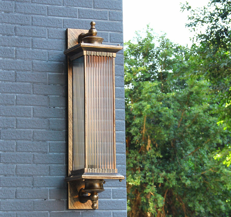 Skørter | Single Bulb Wall Mount Light Retro Rectangular Ribbed Glass Wall Lighting for Outdoors