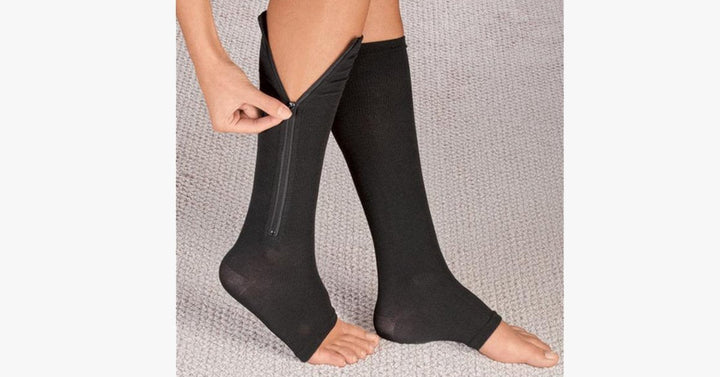 Lisslune | Unisex Zipper Compression Socks with Open Toe – Relaxation with Every Step!