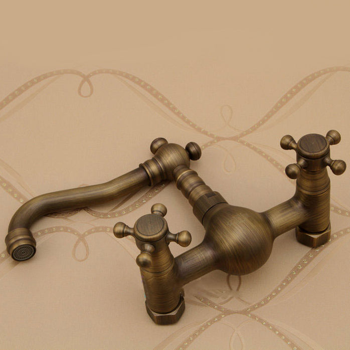 Lisslune | Traditional Wall-Mounted Copper Clawfoot Bathtub Faucet Trim Low Arc Clawfoot Bathtub Faucet