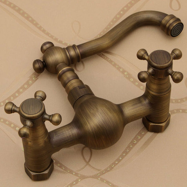 Lisslune | Traditional Wall-Mounted Copper Clawfoot Bathtub Faucet Trim Low Arc Clawfoot Bathtub Faucet
