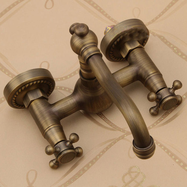 Lisslune | Traditional Wall-Mounted Copper Clawfoot Bathtub Faucet Trim Low Arc Clawfoot Bathtub Faucet