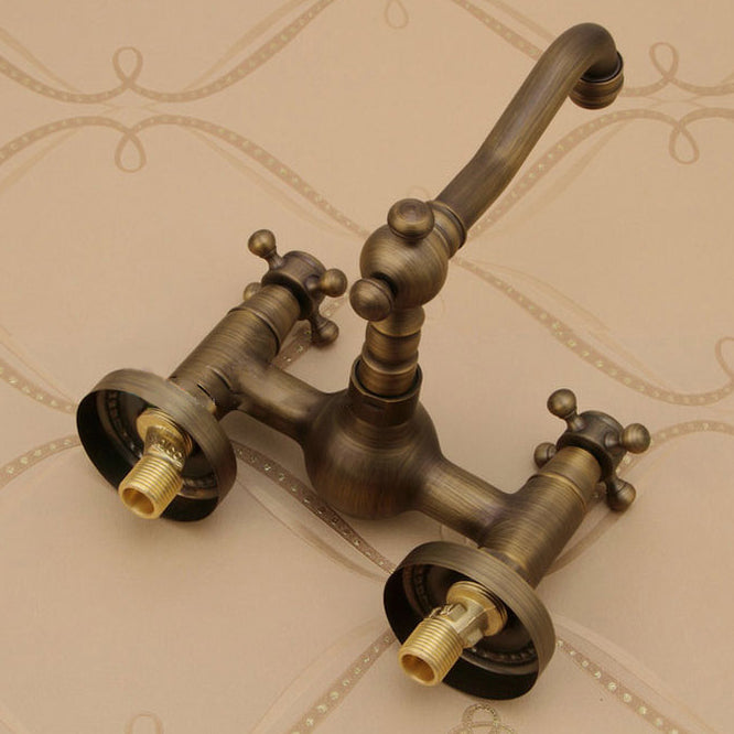 Lisslune | Traditional Wall-Mounted Copper Clawfoot Bathtub Faucet Trim Low Arc Clawfoot Bathtub Faucet