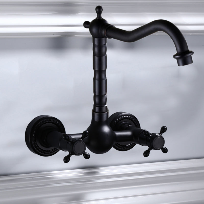 Lisslune | Traditional Wall Mounted Metal Bathtub Filler Low Arc Waterfall Bathroom Faucet