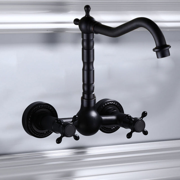 Lisslune | Traditional Wall Mounted Metal Bathtub Filler Low Arc Waterfall Bathroom Faucet