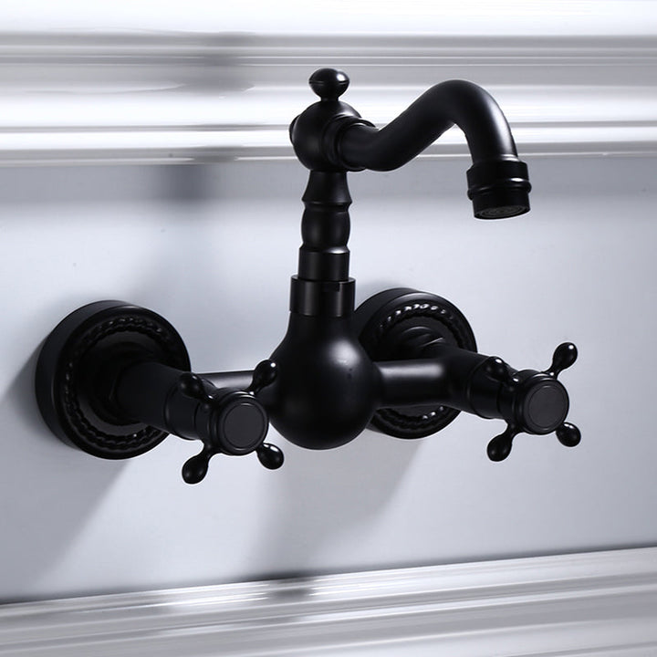 Lisslune | Traditional Wall Mounted Metal Bathtub Filler Low Arc Waterfall Bathroom Faucet