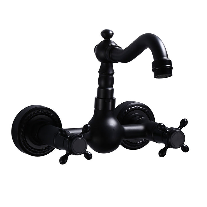 Lisslune | Traditional Wall Mounted Metal Bathtub Filler Low Arc Waterfall Bathroom Faucet