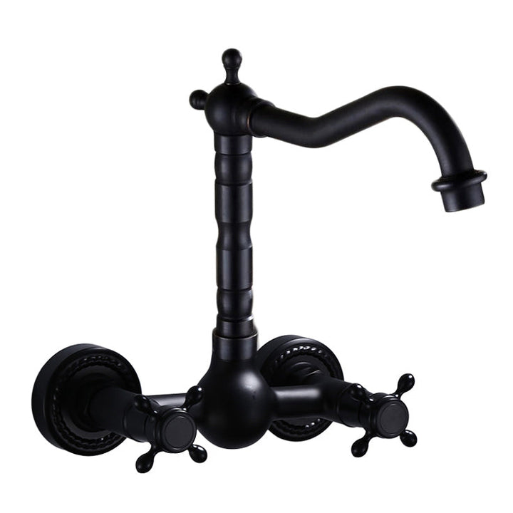 Lisslune | Traditional Wall Mounted Metal Bathtub Filler Low Arc Waterfall Bathroom Faucet