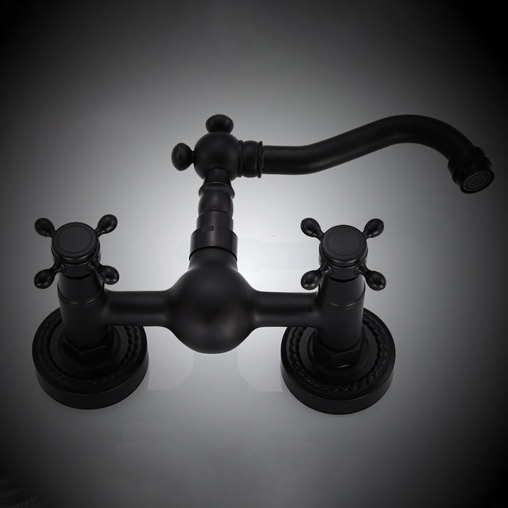 Lisslune | Traditional Wall Mounted Metal Bathtub Filler Low Arc Waterfall Bathroom Faucet