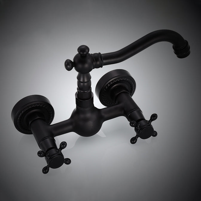 Lisslune | Traditional Wall Mounted Metal Bathtub Filler Low Arc Waterfall Bathroom Faucet