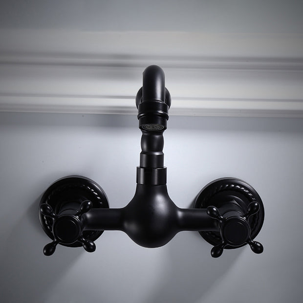 Lisslune | Traditional Wall Mounted Metal Bathtub Filler Low Arc Waterfall Bathroom Faucet