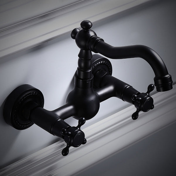 Lisslune | Traditional Wall Mounted Metal Bathtub Filler Low Arc Waterfall Bathroom Faucet