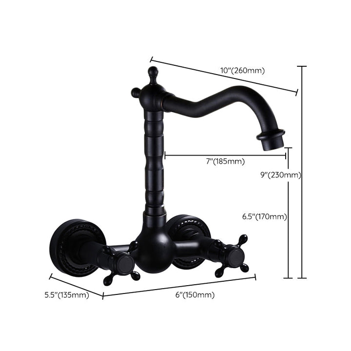 Lisslune | Traditional Wall Mounted Metal Bathtub Filler Low Arc Waterfall Bathroom Faucet
