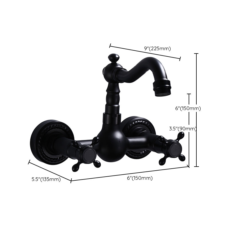 Lisslune | Traditional Wall Mounted Metal Bathtub Filler Low Arc Waterfall Bathroom Faucet