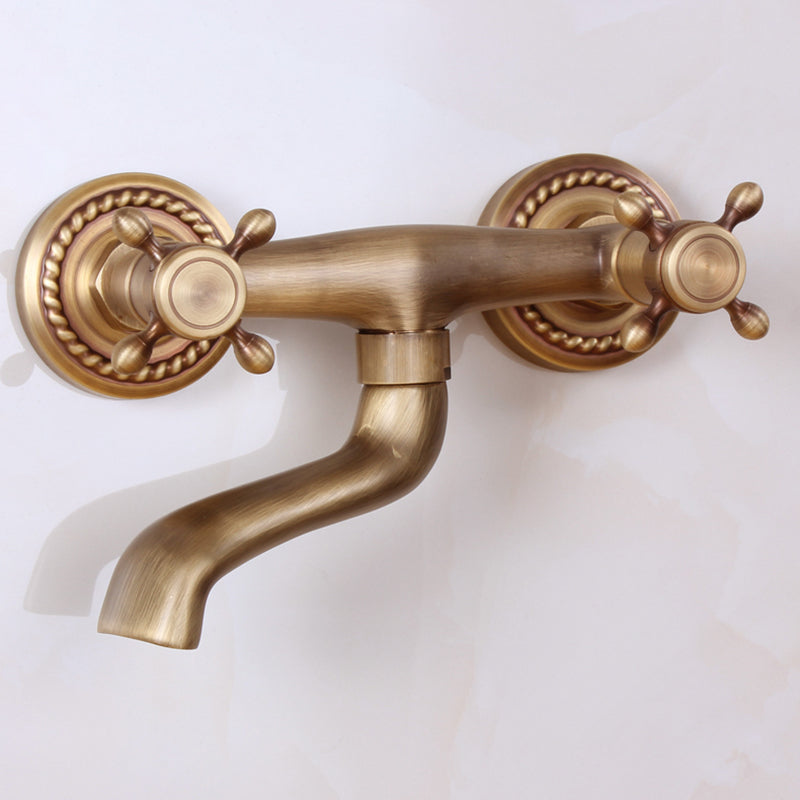Lisslune | Traditional Wall-Mounted Metal Bathtub Filler Double Handles Waterfall Bathtub Faucet Trim