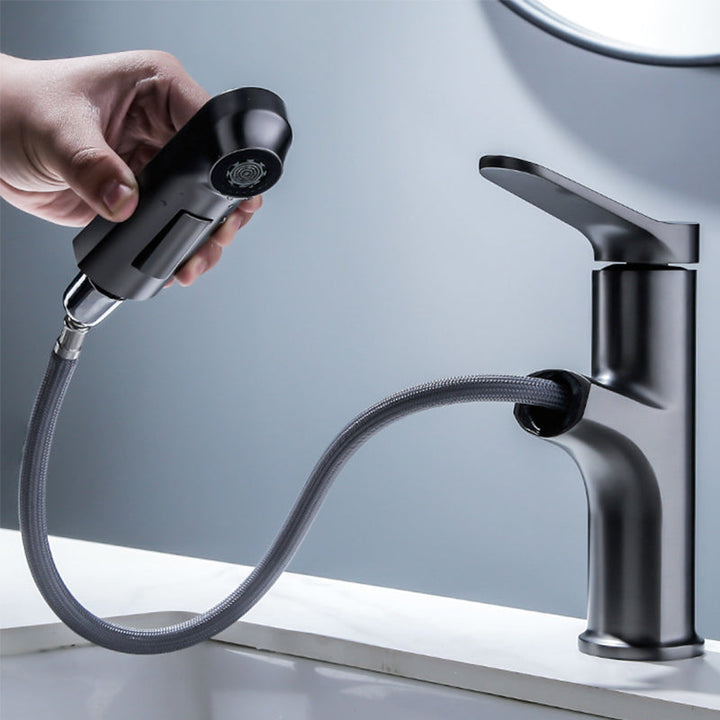 Lisslune | Vessel Sink Faucet Modern Pull-Out Bathroom Faucet with One Lever Handle