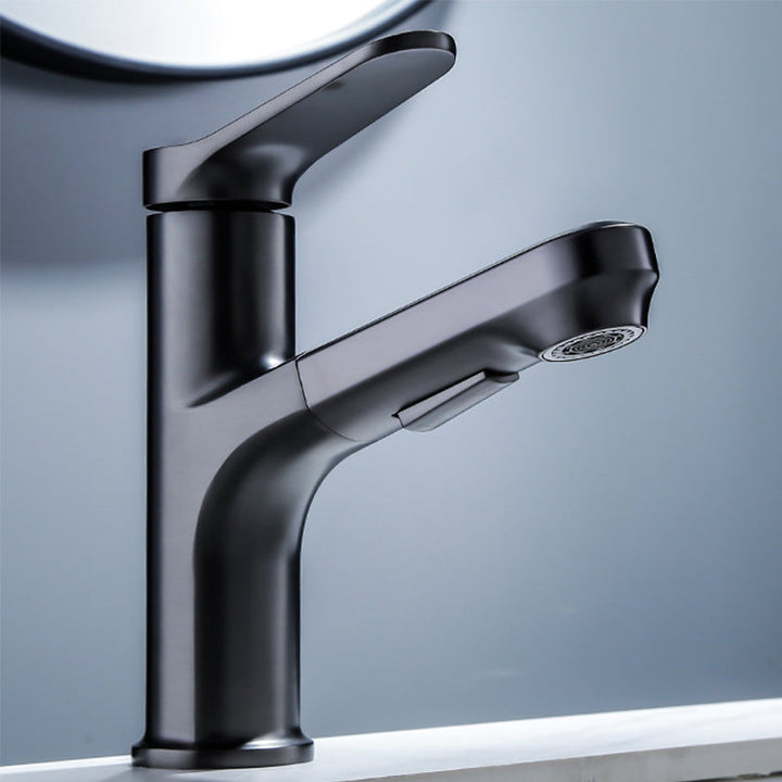 Lisslune | Vessel Sink Faucet Modern Pull-Out Bathroom Faucet with One Lever Handle