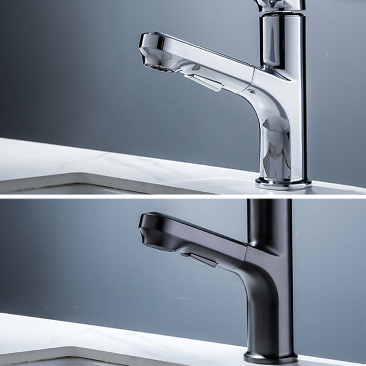 Lisslune | Vessel Sink Faucet Modern Pull-Out Bathroom Faucet with One Lever Handle