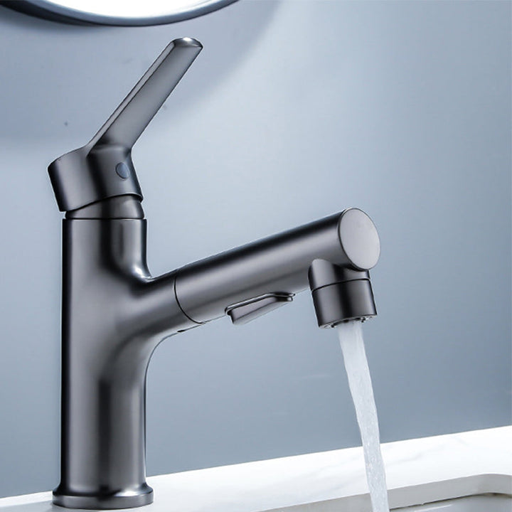 Lisslune | Vessel Sink Faucet Modern Pull-Out Bathroom Faucet with One Lever Handle