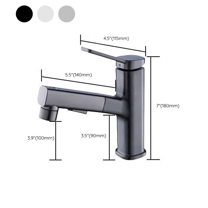 Lisslune | Vessel Sink Faucet Modern Pull-Out Bathroom Faucet with One Lever Handle